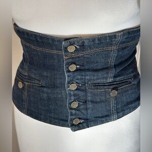 Bebe Dark Denim Corset Top – Small | Y2K / Coquette / Street Style